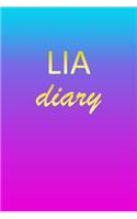 Lia: Journal Diary - Personalized First Name Personal Writing - Letter L Blue Purple Pink Gold Effect Cover - Daily Diaries for Journalists & Writers - J