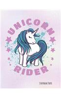 Unicorn Rider Storybook Paper: School Teachers, Pre-K, Kindergarten, First and Second Grade Students, Creative Journal, Primary Write and Draw Notebook, 100 Pages 8.5" X 11"