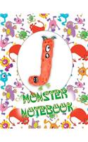 J Monster Notebook: Kids Monogrammed Journal and Doodle Book