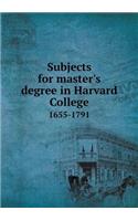 Subjects for Master's Degree in Harvard College 1655-1791