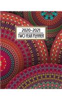 2020 - 2021 Two Year Planner: Pretty Colorful Mandala Daily Weekly Monthly 2020 - 2021 Planner Organizer. Bold Two Year Motivational Agenda Schedule with Vision Board, Habit Trac