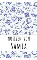 Notizen von Samia: Kariertes Notizbuch mit 5x5 Karomuster für deinen personalisierten Vornamen