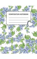 Composition Notebook: Trendy Purple Color Lavender Flowers Wide Ruled Lined Journal