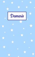 Damaris: Personalized Name Journal. Wide Ruled (Lined) Writing Diary, Composition Book. Baby Blue Star Cover for Girls, Kids and Teens