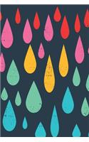 Notizbuch: Bunte Regenbogen Regentropfen Illustriertes Tagebuch für Ideen und Gedanken I Gepunktete Linien I DIN A5