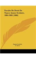 Faculte De Droit De Nancy Annee Scolaire, 1884-1885 (1886)