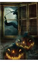 Jack-O-Lantern Cobweb Cabin Grid Notebook