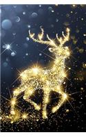 Gold Sparkle Reindeer Notebook: 150 Page Holiday Notebook Journal