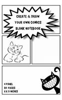 Create & Draw Your Own Comics Blank Notebook: Small Size 6x9 Inch 4 Panel 80 Pages Blank Comic Book for Kids Template Strips Panel Blank Book Cartoon Epic Layout