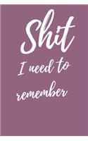 Shit I Need To Remember: Internet Password Logbook, Journal & Notebook, Log Book For Disorganized People