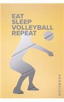 Eat Sleep Volleyball Repeat - Notebook: Blank College Ruled Gift Journal For Writing Notes