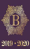 Weekly Planner Initial Letter "B" Monogram September 2019 - December 2020