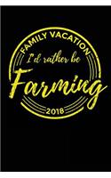 Family Vacation 2018 I'd Rather Be Farming: Travel Journal Lined Notebook