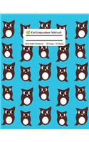 Owl Composition Notebook: Aqua Blue Wide Ruled Student or Teachers Notebook, Kids Writing Diary, 100 Pages, 7.44x9.69