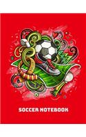 Soccer Notebook: Soccer / Football College Ruled Lined Composition Notebook with Coloring Pages for Kids