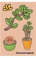 Password Logbook: Large Print Password Book, Cute pink terracotta cover with water color succulents, 6" x 9 " 6x9 password organizer, glossy cover, 110 pages, handy p