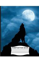 Composition Book: Unruled Blank Sketch Paper - Sketchbook for kids, Wolf Howling Drawing Notebook for school, Journal for girls, boys and kids