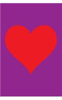 Blank Notebook - 100 Pages - Red Heart on Purple: Unlined / Unruled Cream Paper; Page Numbers; Blank Table of Contents; 6 X 9; 15.2 CM X 22.9 CM
