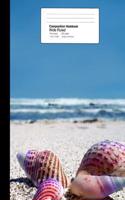 Composition Notebook Wide Ruled 7.44 X 9.69 Inches 100 Sheets / 200 Pages: Sea Shells and Ocean Beach