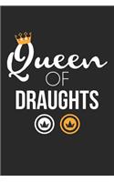 Draughts Notebook - Queen of Draughts Board Game Draughts Player Gift - Draughts Journal