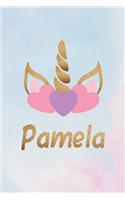 Pamela: Personalized First Name Unicorn Gift Birthday Girl Notebook Journal 104 Pages