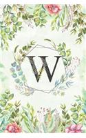 W - Monogrammed Floral Journal