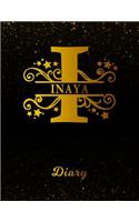 Inaya Diary: Letter I Personalized First Name Personal Writing Journal Black Gold Glittery Space Effect Cover Daily Diaries for Journalists & Writers Note Taking