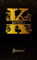 Kendra Journal: Letter K Personalized First Name Personal Writing Diary Black Gold Glittery Space Effect Cover Daily Diaries for Journalists & Writers Note Taking W