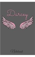 Darcey Notebook: A beautiful personalized angel wings soft cover notebook with 100 lined pages in 6x9 inch format. Personal Diary Personalized Journal Customized Jou