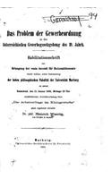 Das Problem der Gewerbeordnung in der österreichischen Gewerbegesetzgebung: (German)