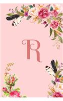 Monogram Initial Letter R Notebook for Women and Girls