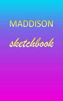 Maddison: Sketchbook - Blank Imaginative Sketch Book Paper - Pink Blue Gold Custom Letter M Personalized Cover - Teach & Practice Drawing for Experienced & As