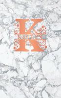 Kaitlyn: Personalized Sketchbook 8.5 X 11. Monogram Letter/Initial K Sketch Pad/Journal/Note Book. White Marble & Rose Gold Cover. Notebook, Journal, Doodle,
