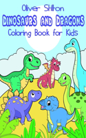 Dinosaurs and Dragons Coloring Book for Kids: Fantastic Activity Book and Amazing Gift for Boys, Girls, Preschoolers, ToddlersKids. With 80 Unique Pages! Draw Your Own Background and Color it to