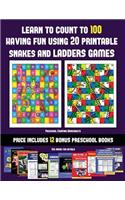 Preschool Counting Worksheets ((Learn to count to 100 having fun using 20 printable snakes and ladders games