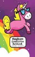 Nerdicorn Composition Notebook 6x9 Lined 100 Sheets: Happy Unicorn Jumping on Rainbow