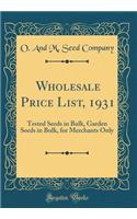 Wholesale Price List, 1931