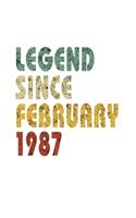 Legend Since February 1987: Retro Birthday Gift Notebook With Lined Wide Ruled Paper. Funny Quote Sayings 5 x 8 Notepad Journal For Taking Notes For People Born In February 198