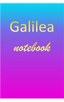 Galilea: Blank Notebook - Wide Ruled Lined Paper Notepad - Writing Pad Practice Journal - Custom Personalized First Name Initial G Blue Purple Gold - Taking 