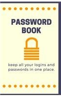 Password and username keeper (password book with alphabetical tabs)