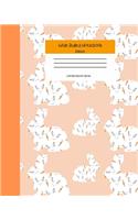 Wide Ruled Rabbit Notebook Composition Book: Cute Workbook Journal for Kids. 8" x 10" 120 Pages. Patterns