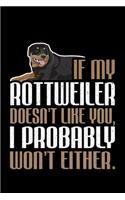 If My Rottweiler Doesn't Like You, I Probably Won't EIther: Lined A5 Notebook for Dog Journal