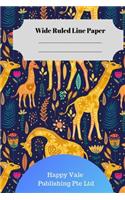 Cute Giraffe Theme Wide Ruled Line Paper