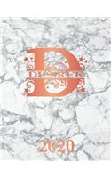 Desiree: 2020. Personalized Name Weekly Planner Diary 2020. Monogram Letter D Notebook Planner. White Marble & Rose Gold Cover. Datebook Calendar Schedule