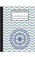 Compass Nautical Waves Composition Notebook - College Ruled