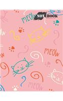 Notebook: Kitty meaw on pink cover and Lined pages, Extra large (8.5 x 11) inches, 110 pages, White paper(2 Kitty Meaw on Pink Notebook)