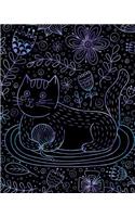 Journal Notebook Cute Cat in Flowers Pattern 3: 172 Page Blank Journal 8 x 10 Size, Unlined For Journaling, Writing, Planning or Doodling.(34 Artsy Plain Journals)