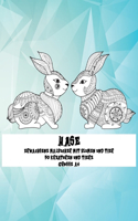 Erwachsene Malbücher mit Blumen und Tier - Grosse A4 - 50 Kreaturen und Tiere - Hase