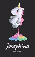 Josephina - Notebook: Blank Ruled Personalized & Customized Name Rainbow Farting Unicorn School Notebook Journal for Girls & Women. Funny Unicorn Desk Accessories for Kin