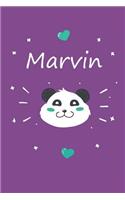 Marvin: Ein Personalisiertes Panda Tage-/Notizbuch Mit Dem Namen Marvin Und Ganzen 100 Linierten Seiten Im Tollen 6x9 Zoll Format (Ca. Din A5). Optimal ALS 